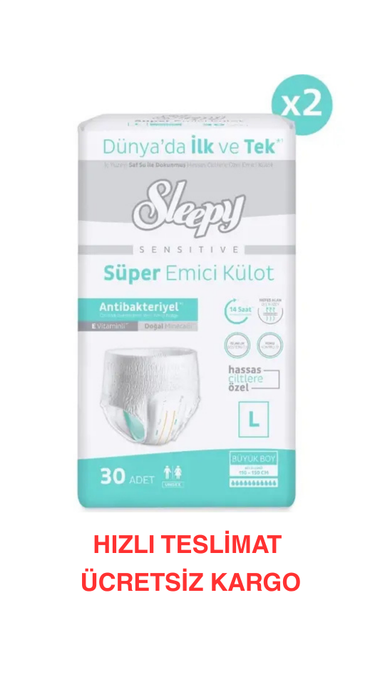 Sleepy Sensitive Antibakteriyel Emici Külot Large 30X2 60 Adet