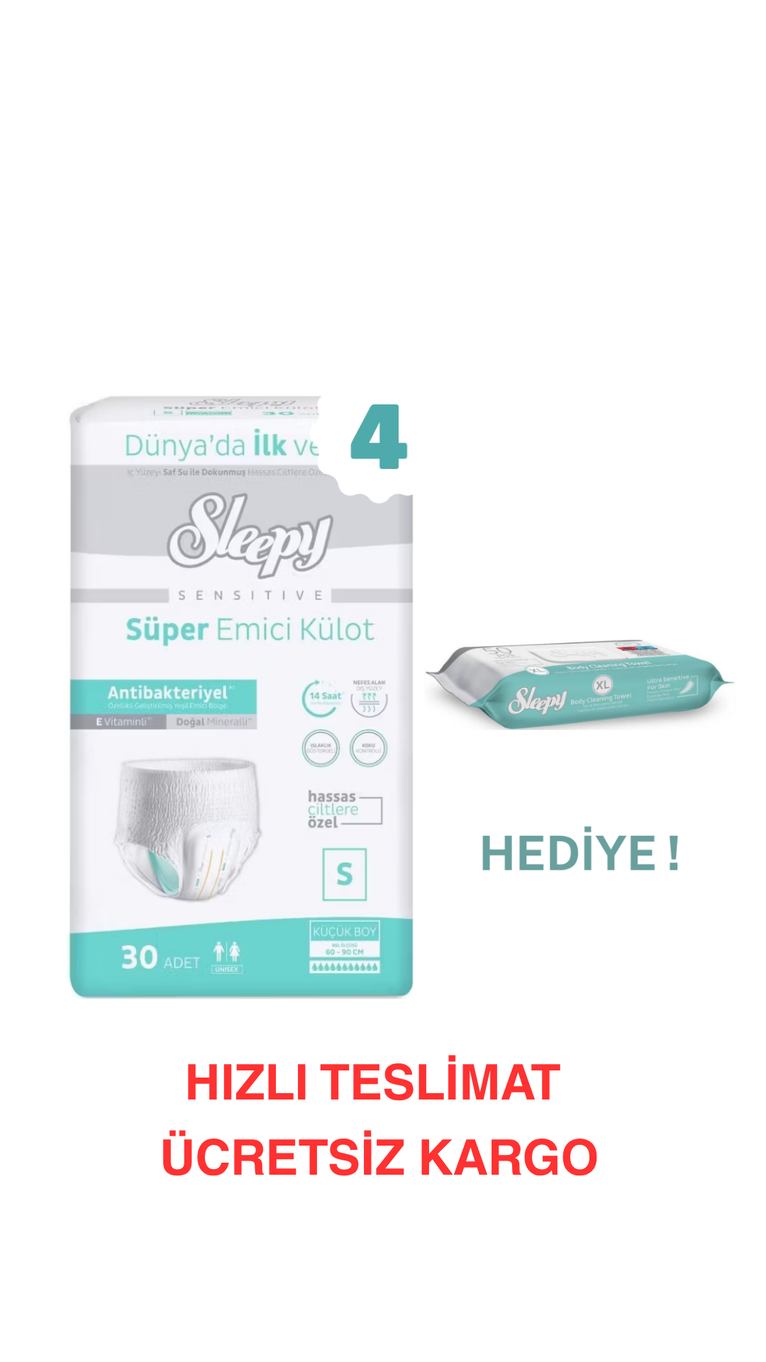 Sleepy Hasta Bezi Yetişkin Emici Külot S Beden 30x4 120 Adet