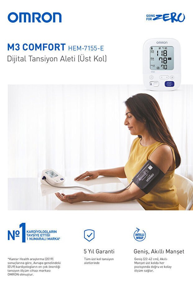 Omron M3 Comfort Kolay Kullanım Üst Koldan Ölçer Pilli Tansiyon Aleti