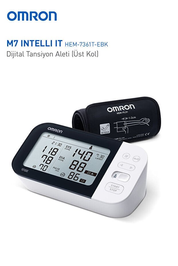 Omron M7 Intelli IT Üst Koldan Dijital Pilli Tansiyon Aleti – AFib Göstergeli, Bluetooth, Akıllı Manşetli