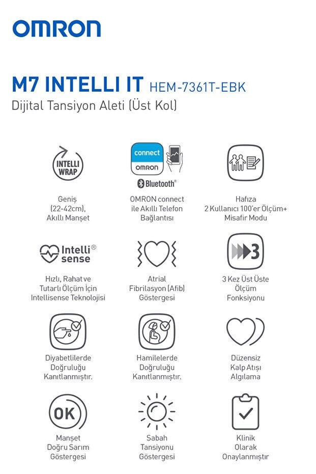 Omron M7 Intelli IT Koldan Dijital Pilli Tansiyon Aleti