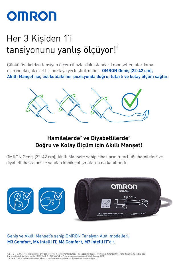 Omron M7 Intelli IT Üst Koldan Dijital Pilli Tansiyon Aleti – AFib Göstergeli, Bluetooth, Akıllı Manşetli