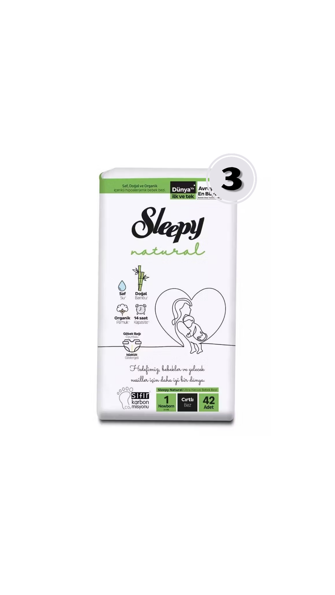 Sleepy Natural 1 Numara Yenidoğan 42'li 3 Paket