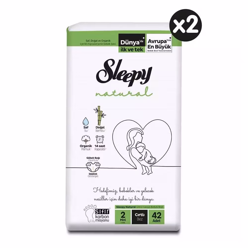 Sleepy Natural Bebek Bezi 2 Numara 42'li 2 Paket