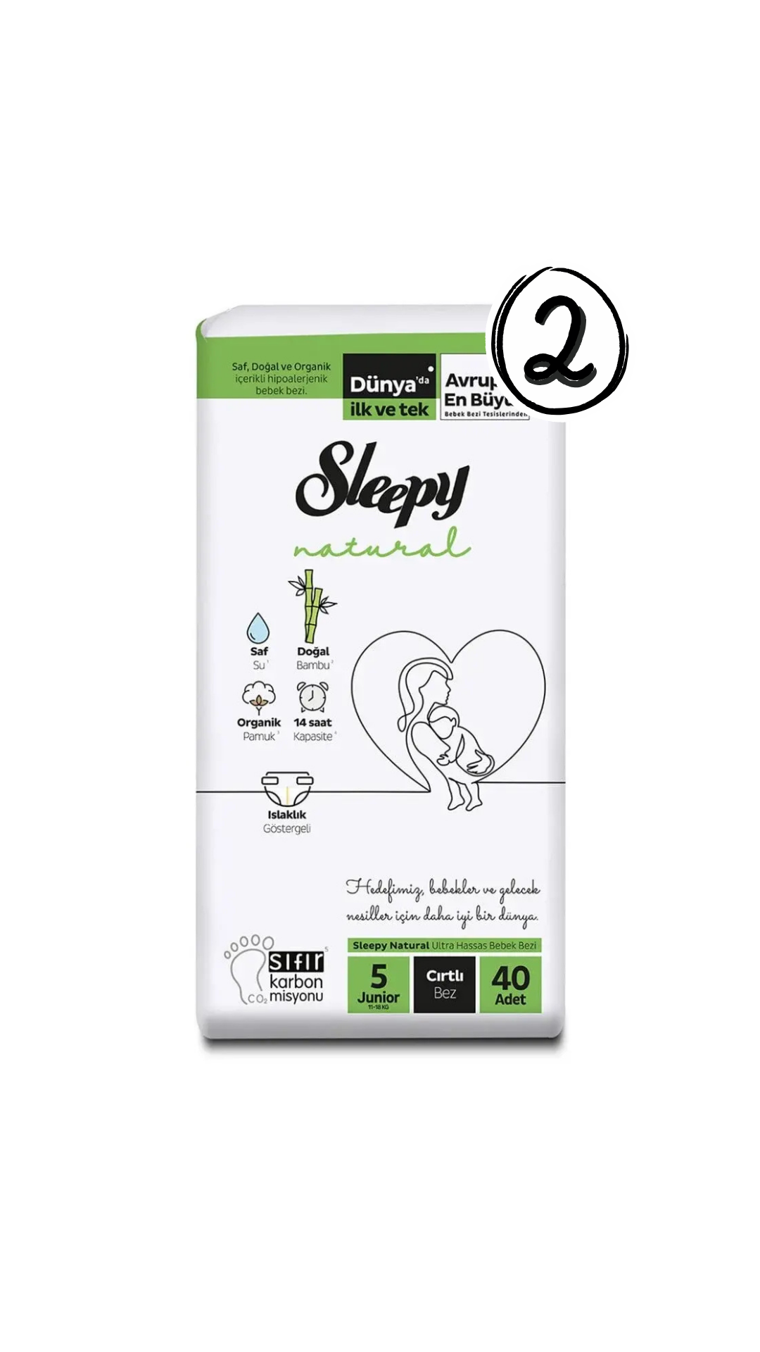 Sleepy Natural Bebek Bezi 5 Numara 20'li 2 Paket