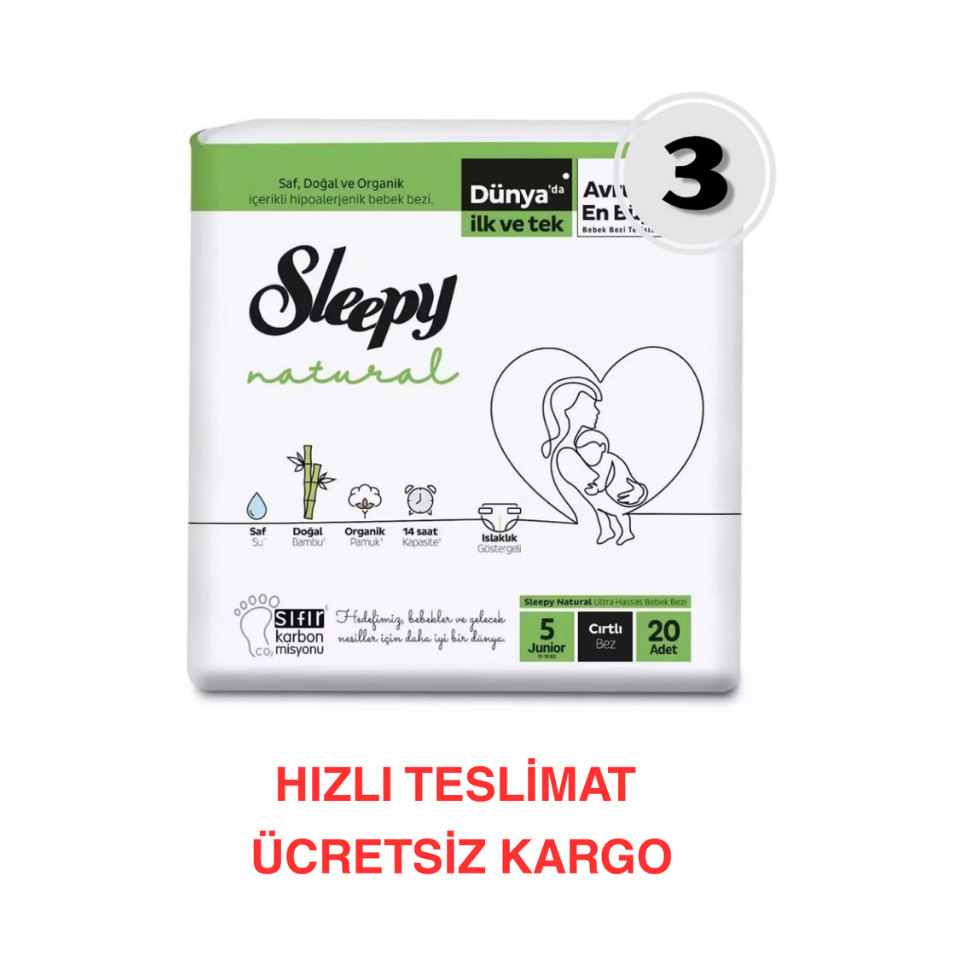 Sleepy Natural 5 Numara Bebek Bezi 20'li 3 Paket