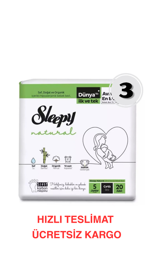 Sleepy Natural 5 Numara Bebek Bezi 20'li 3 Paket