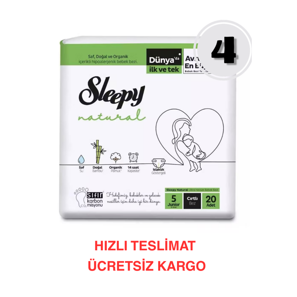 Sleepy Natural Bebek Bezi 5 Numara 20'li 4 Paket