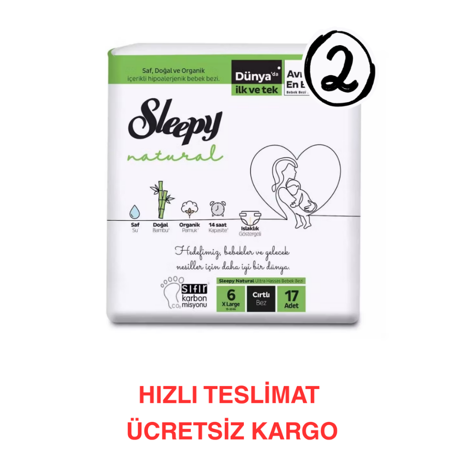 Sleepy Natural 6 Numara X Large Bebek Bezi 17'li 2 Paket