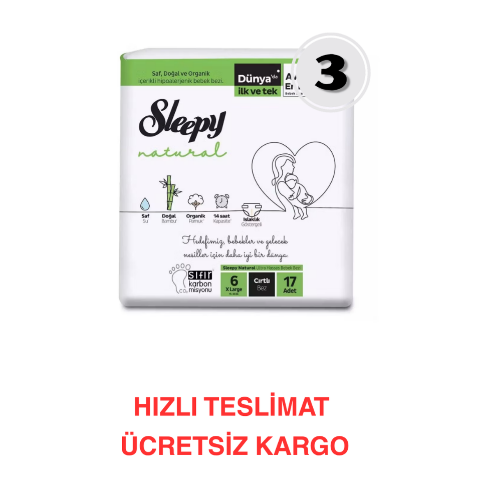 Sleepy Natural 6 Numara X Large Bebek Bezi 17'li 3 Paket