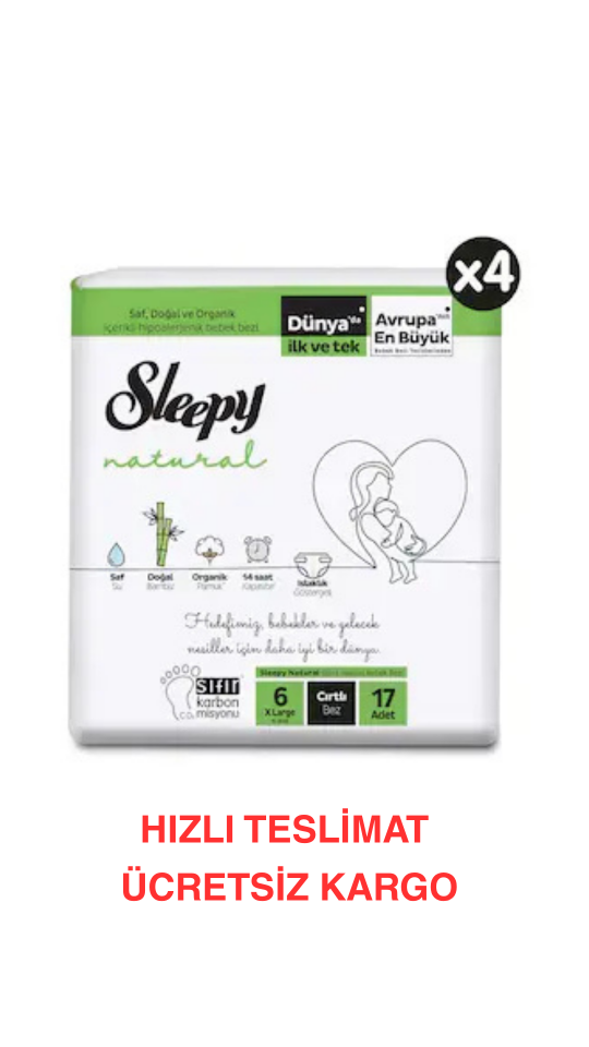 Sleepy Natural 6 Numara X Large 17'li Bebek Bezi 4 Paket