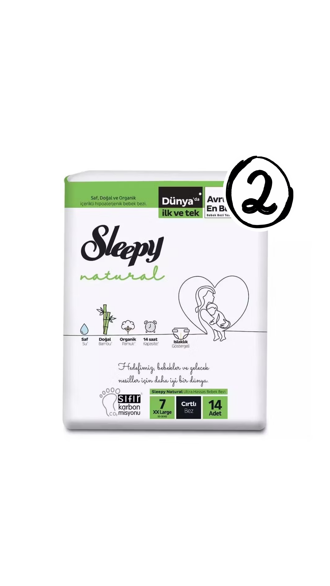 Sleepy Natural Bebek Bezi 7 Numara 14'lü 2 Paket