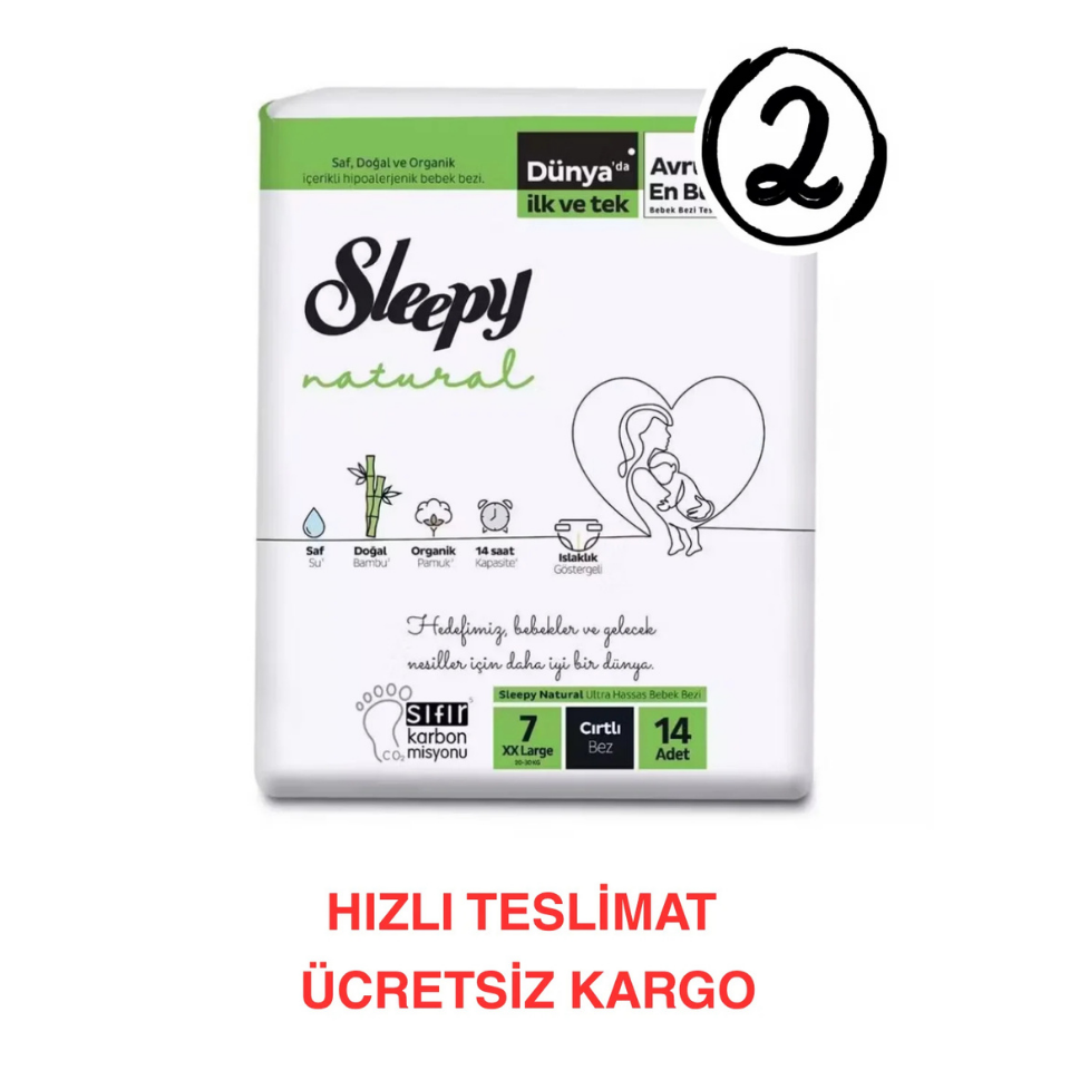 Sleepy Natural Bebek Bezi 7 Numara 14'lü 2 Paket