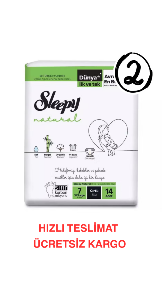 Sleepy Natural Bebek Bezi 7 Numara 14'lü 2 Paket