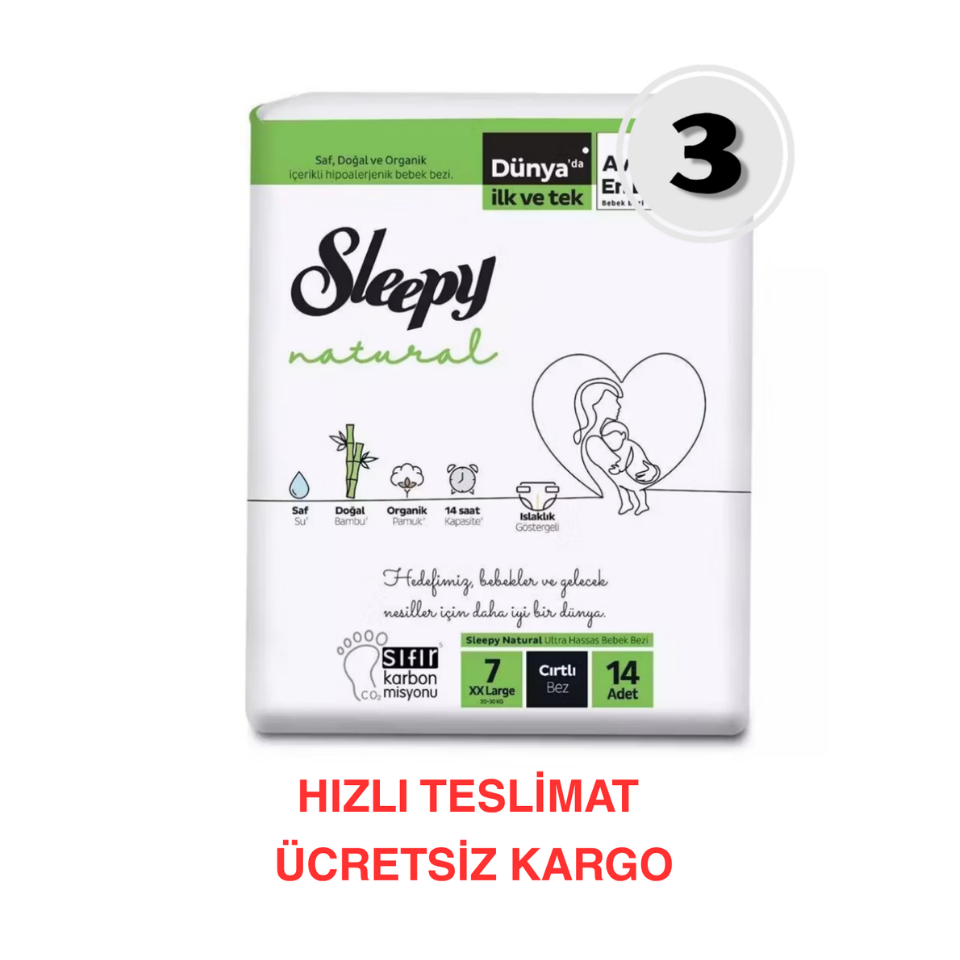 Sleepy Natural 7 Numara XX Large Bebek Bezi 14'lü 3 Paket