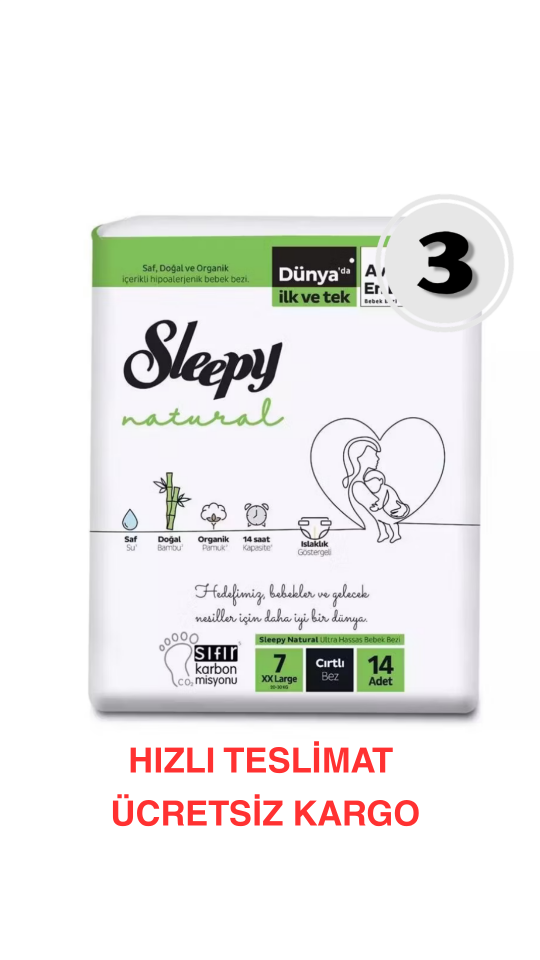 Sleepy Natural 7 Numara XX Large Bebek Bezi 14'lü 3 Paket