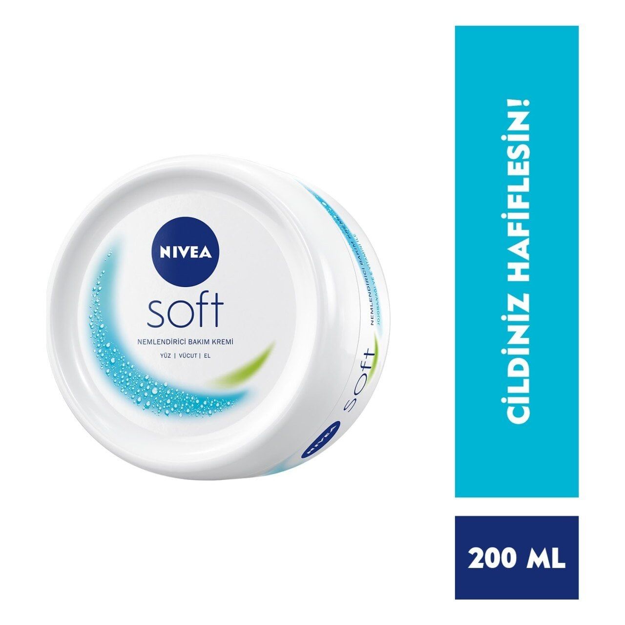 NIVEA Soft Nemlendirici Vücut Bakım Kremi 200ml, Jojoba Yağı, E Vitamini, Yüz Vücut El, Yumuşak Cilt Hissi