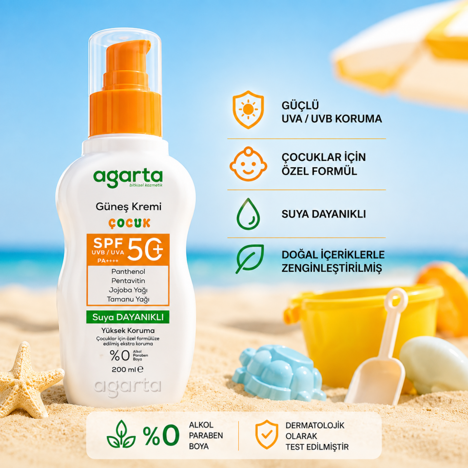 Agarta SPF 50+ Kids Çocuk Güneş Koruyucu Krem 200 ml