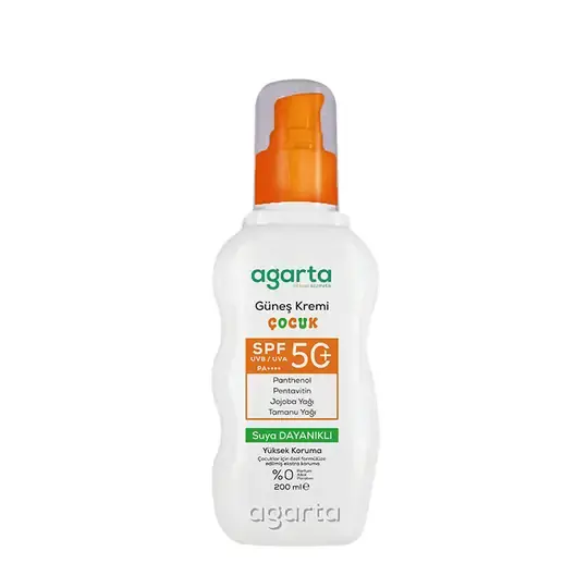 Agarta Suya Dayanıklı Yüksek Koruma SPF 50+ Yüz Vücut Güneş Koruyucu Kids 200 ml