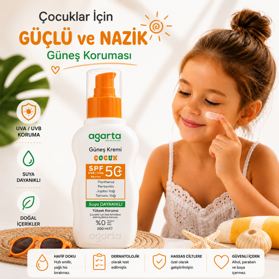Agarta SPF 50+ Kids Çocuk Güneş Koruyucu Krem 200 ml